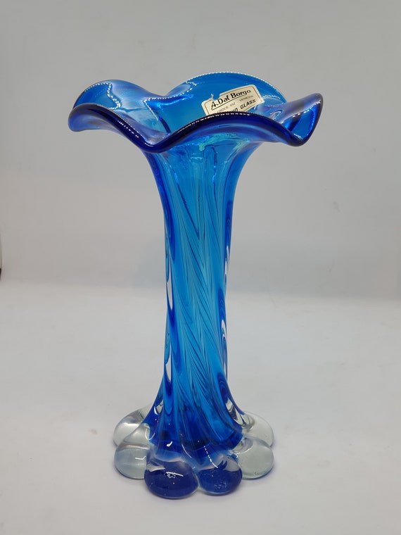 ルイ・ヴァルタ、Vase bleu、海外版超希少レゾネ、新品額付 A. Dal Borgo Murano Blue Glass Vase | S. Croce, 552 - Venezia