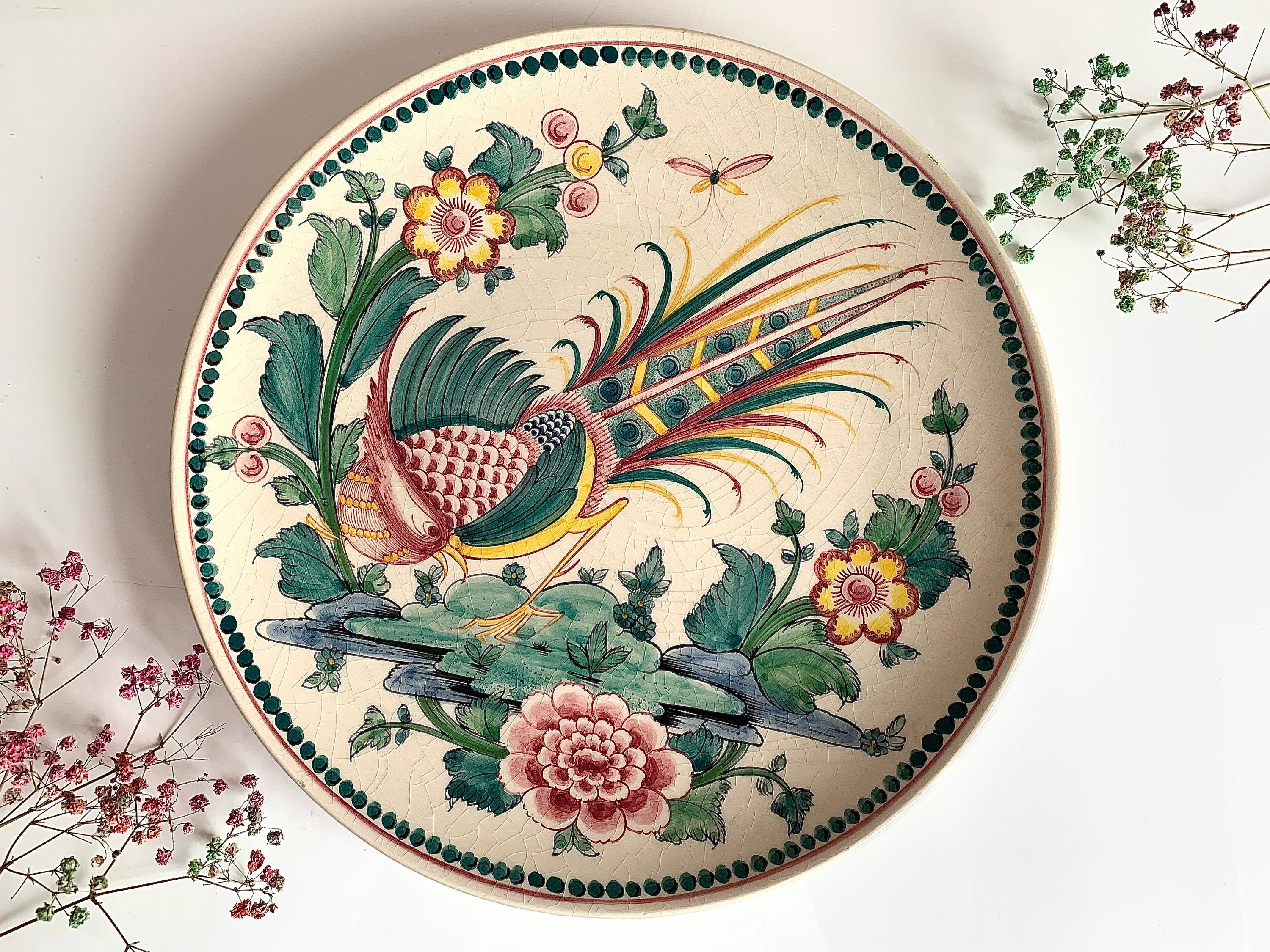 Ceragueda Peacock Garden Hand Painted Fernando Plate Etsy
