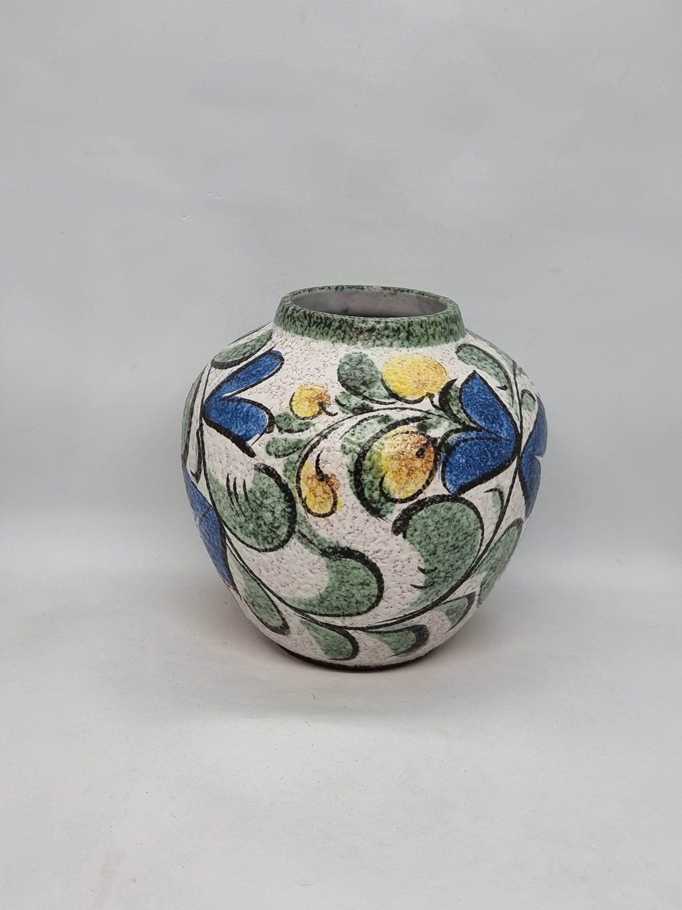 Ruscha_「Enzian」_320/3 Vintage RUSCHA Keramik Vase with Enzian decor, West German