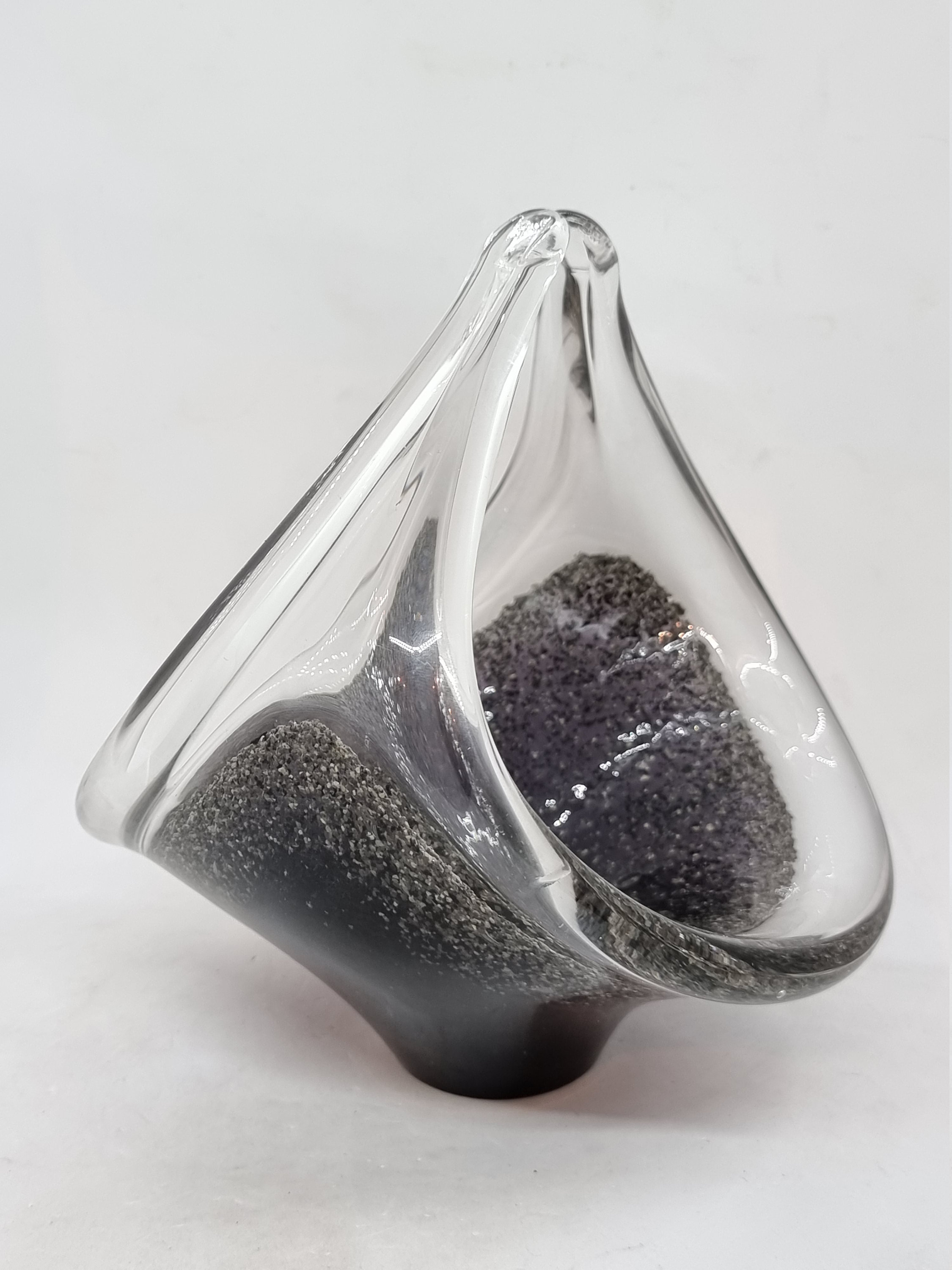 Vintage Flygsfors Coquille Glass Basket | Swedish Art Glass | Mid