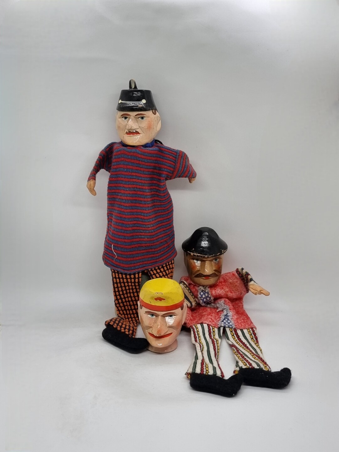 Vintage Handmade Wooden Hand Puppets Heads Made in Germany Etsy
