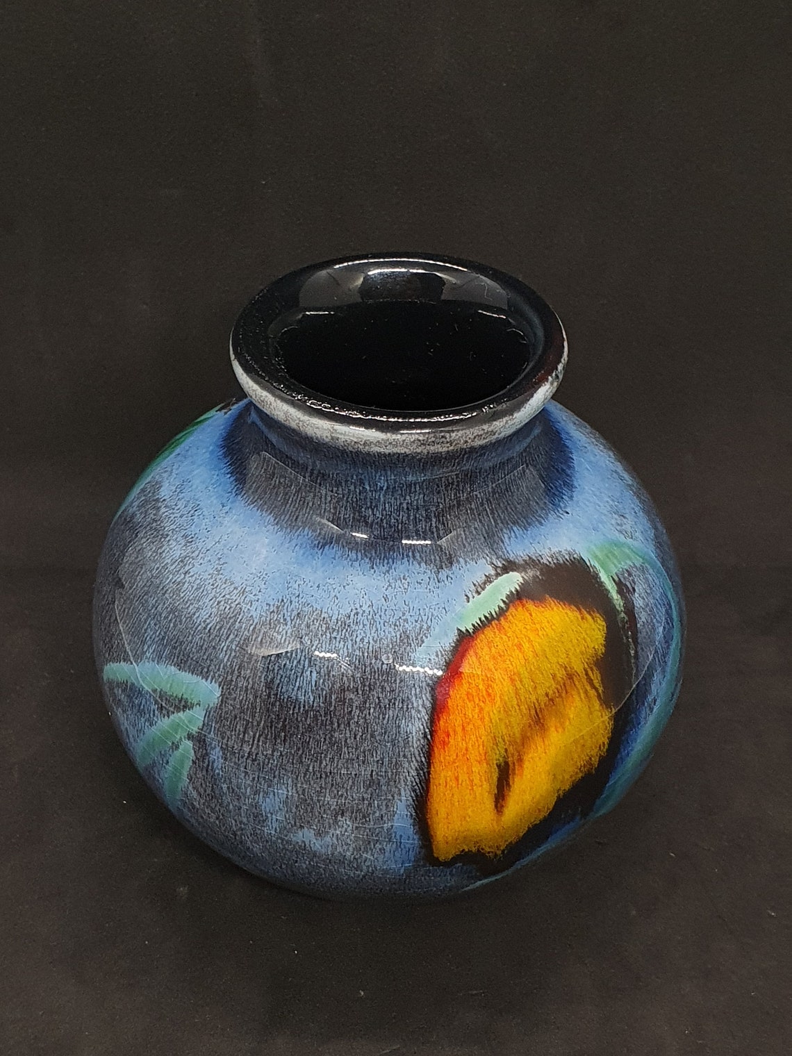 Vintage POOLE POTTERY blue Vase English Ceramics 1960s Etsy