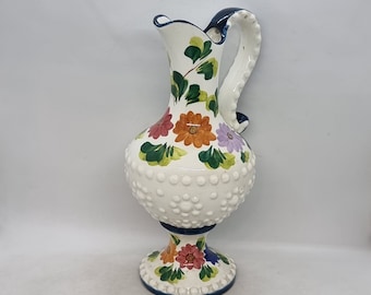 Vintage Hand Painted Ceramic Italy Pitcher/Vase | Italian Pottery |