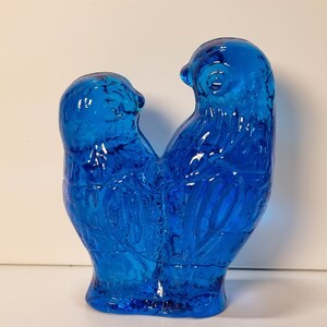 Vintage &quot;Bergdala&quot; Sweden Blue Glass &quot;Birds&quot; Figurine | Scandinavian glass |