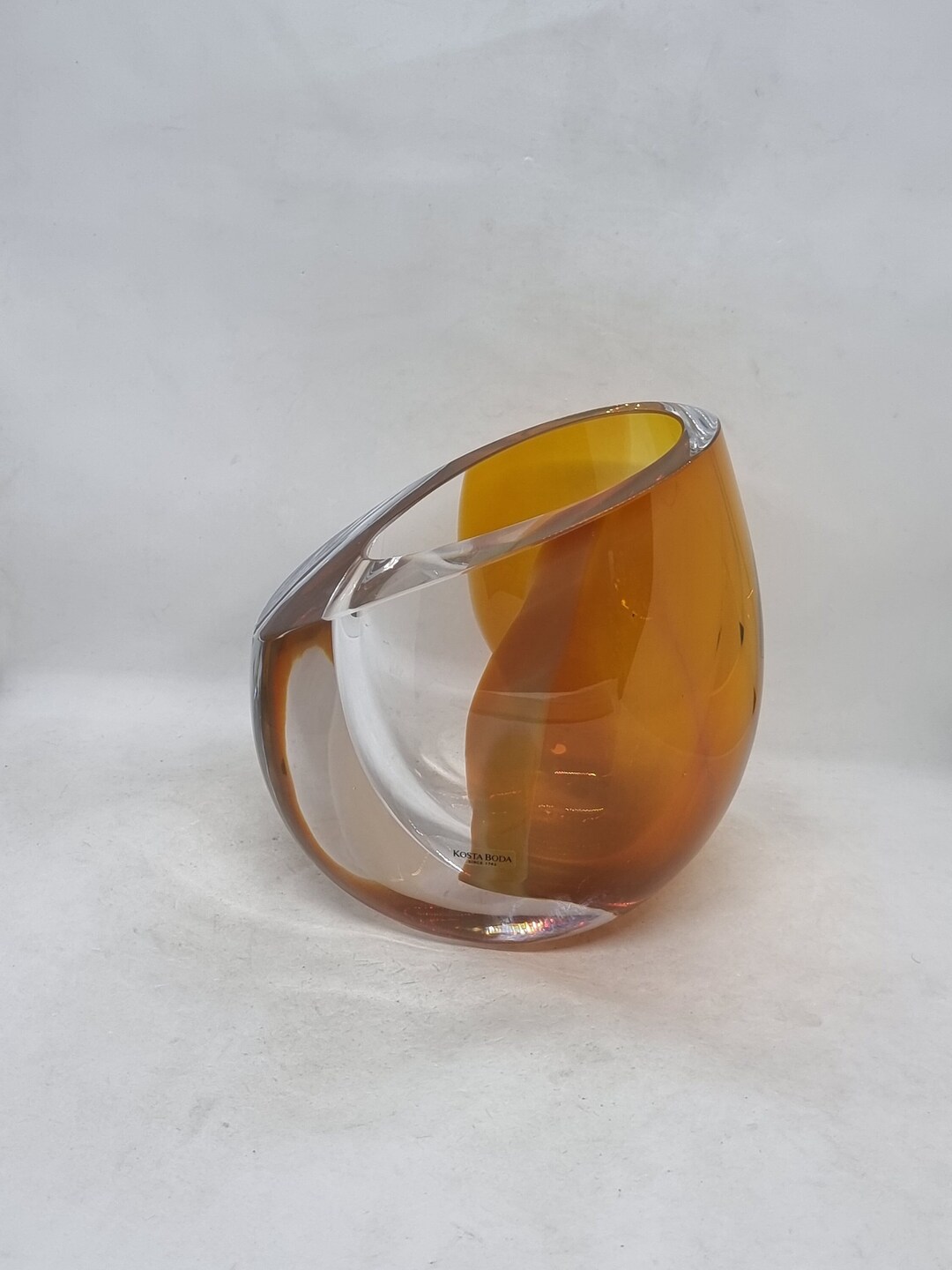 Large Kosta Boda Goran Warff Art Glass Amber Mirage Vase Etsy