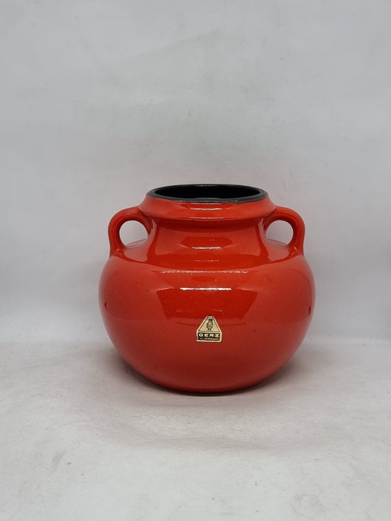 西ドイツヴィンテージ赤花瓶Art Pottery Duemler&Breiden ヴィンテージ Gerz 陶器 赤い花瓶 605/14 | 西ドイツ製 | - Etsy