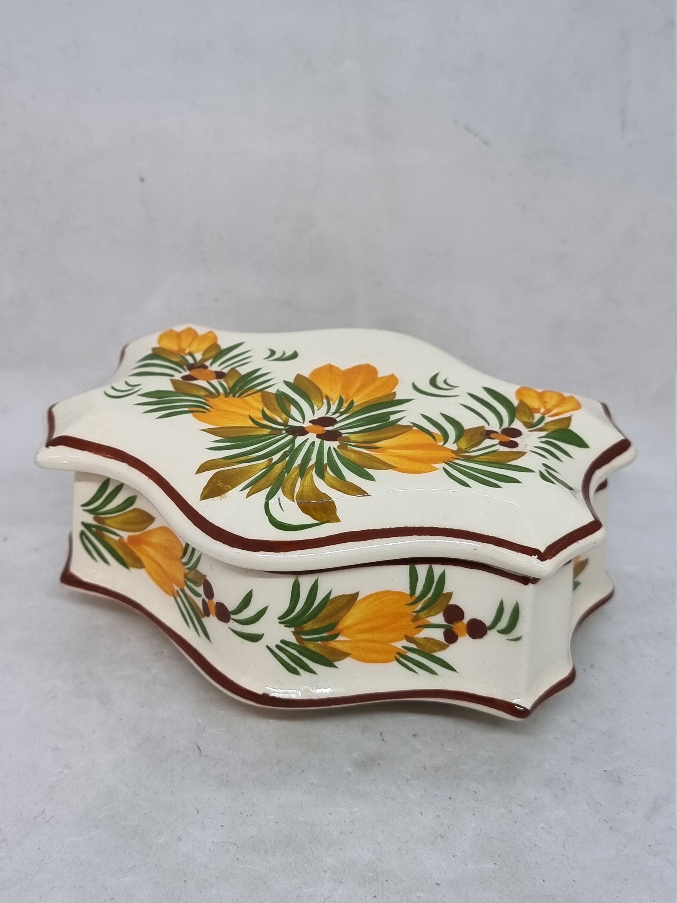 ANCIENNE BOITE MASSILLY France decor HB Henriot Quimper faiencerie vintage deco EUR 12,00 - FR