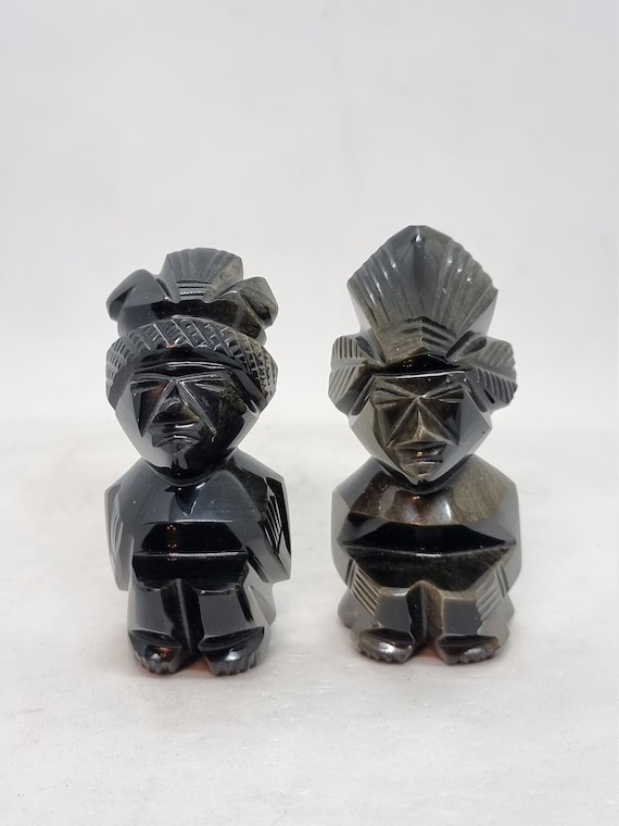 Pair of Vintage Hand-carved Onyx Sculptures -  Canada