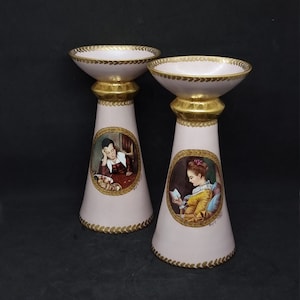 Vintage Arabia Finland porcelain candle holders | Hand painted by Möller |