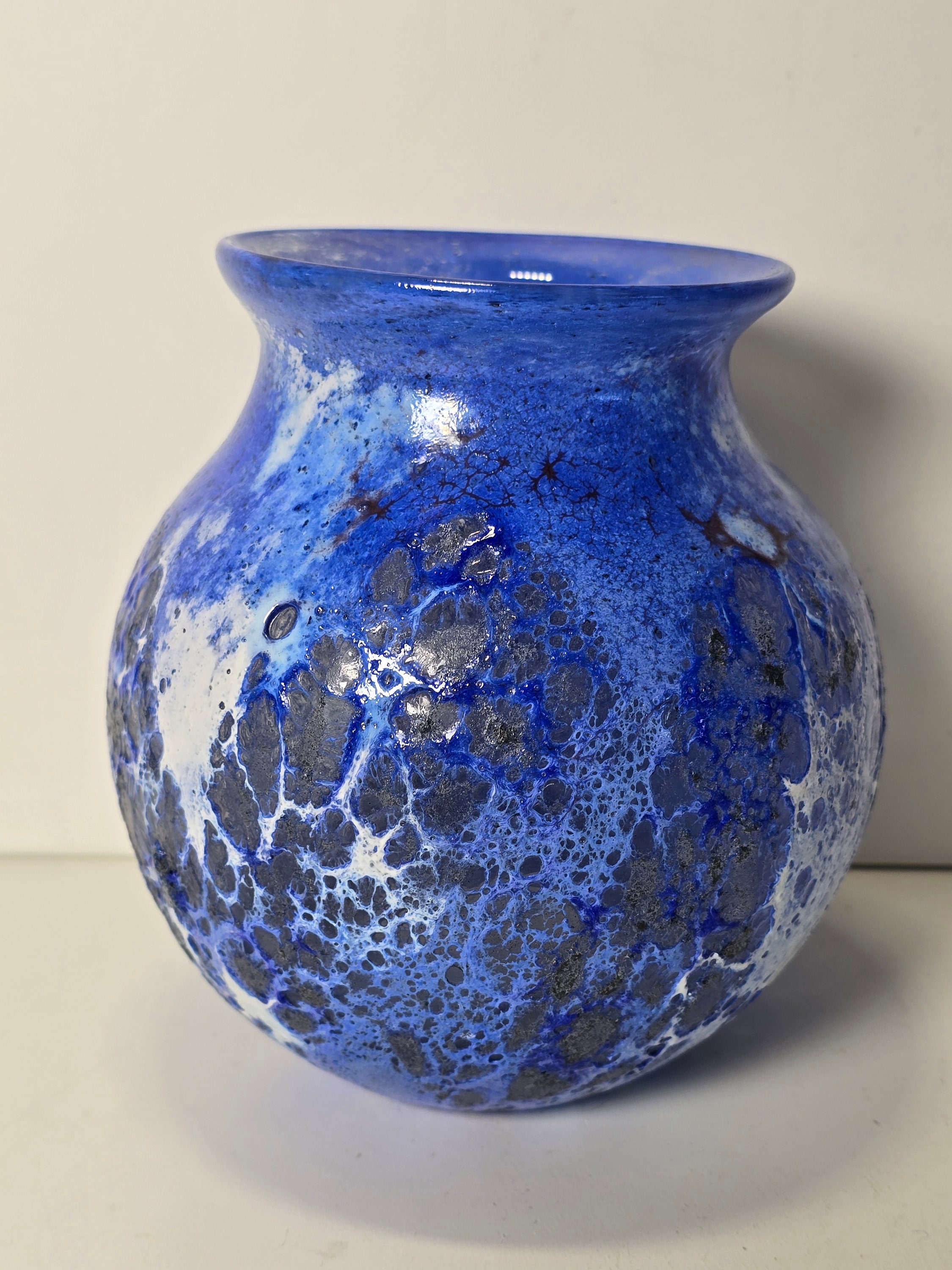 Vintage Höganäs Glasbruk Blue Glass Vase by Jerry Heintze | Made