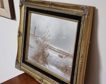 ヴィンテージ 額入り 木製油絵 | スウェーデン 1950 年 | - Etsy 日本