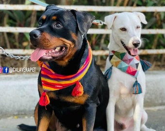 Handmade Mexican Dog Bandana: Reversible Pet Scarf (XS/S/M)