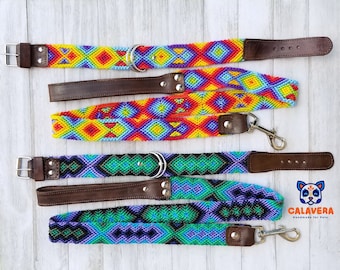 Medium - Leash with matching Collar - Handmade by Mexican Artisans