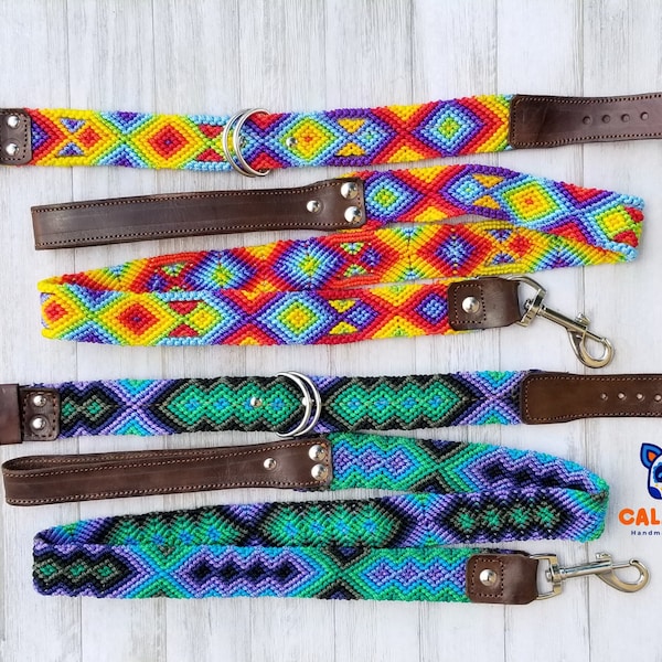 Medium - Leiband met bijpassende halsband - Handgemaakt door Mexicaanse ambachtslieden
