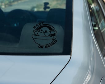 Adesivo Grogu Baby on Board - Star Wars, Decalcomania Disney, Adesivo divertente per auto per genitori, Mandaloriano, Baby Shower, Yoda, Adesivo fustellato per esterni