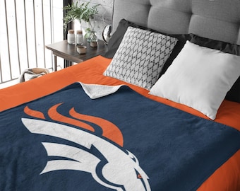 Coperta leggera in velluto Denver Broncos, coperta ultra morbida per tailgate party, coperta da picnic