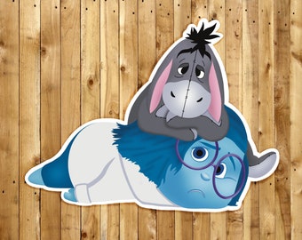 Sadness and eeyore sticker, waterproof vinyl disney sticker, inside out movie sticker, Winnie the Pooh decal, disney laptop sticker