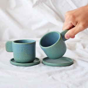 Juego de café minimalista / Tazas de cerámica modernas / Juego de tazas de café espresso / Regalo para los amantes del café