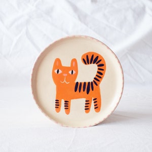 Handmade plates Cute dessert plate Cat