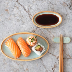 Sushi serving set for two |  Sushi plates | Asian dinnerware | House warming gift | Mother's day gift