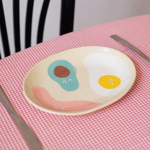 Hand-painted serving plate Brunch plate Cute ceramic dish Housewarming gift image 3