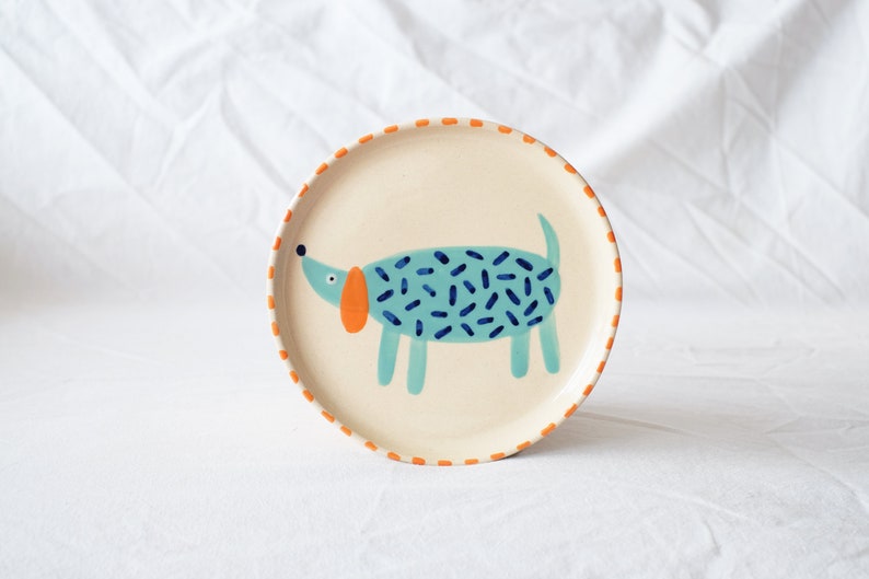 Handmade plates Cute dessert plate Dog