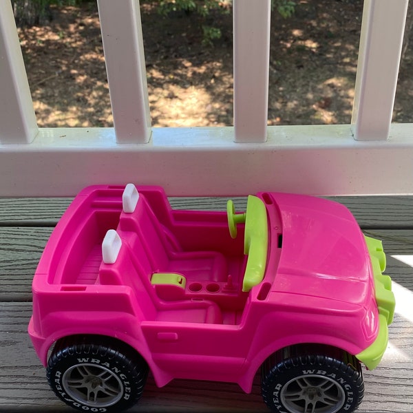 Vintage Barbie Jeep Wrangler with Goodyear tires, approximately 11 1/2 x 8 x 6