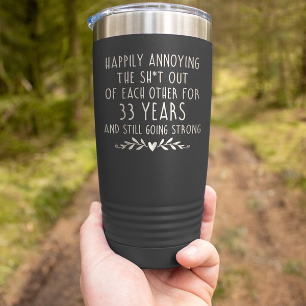 33rd Anniversary Gifts For Husband Couple Wife Him, 33 Year Anniversary Tumbler, Wedding Anniversary Travel Mug Cup
