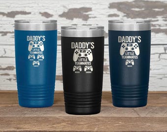 Personalized Daddy's Little Teammates Tumbler, Funny Gifts for Daddy, Gift from Kids, Father's Day Gift, Birthday Gift for Daddy