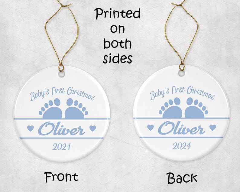 Personalized Baby Boy Ornament Baby's First Christmas Ornament Ceramic