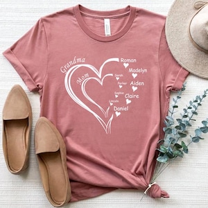 Custom Grandma Shirt, Grandma Heart Shirt, Nana Shirt With Grandkids Name, Gift For Grandma, Mother&#39;s Day Shirt, Personalized Grandma Shirt