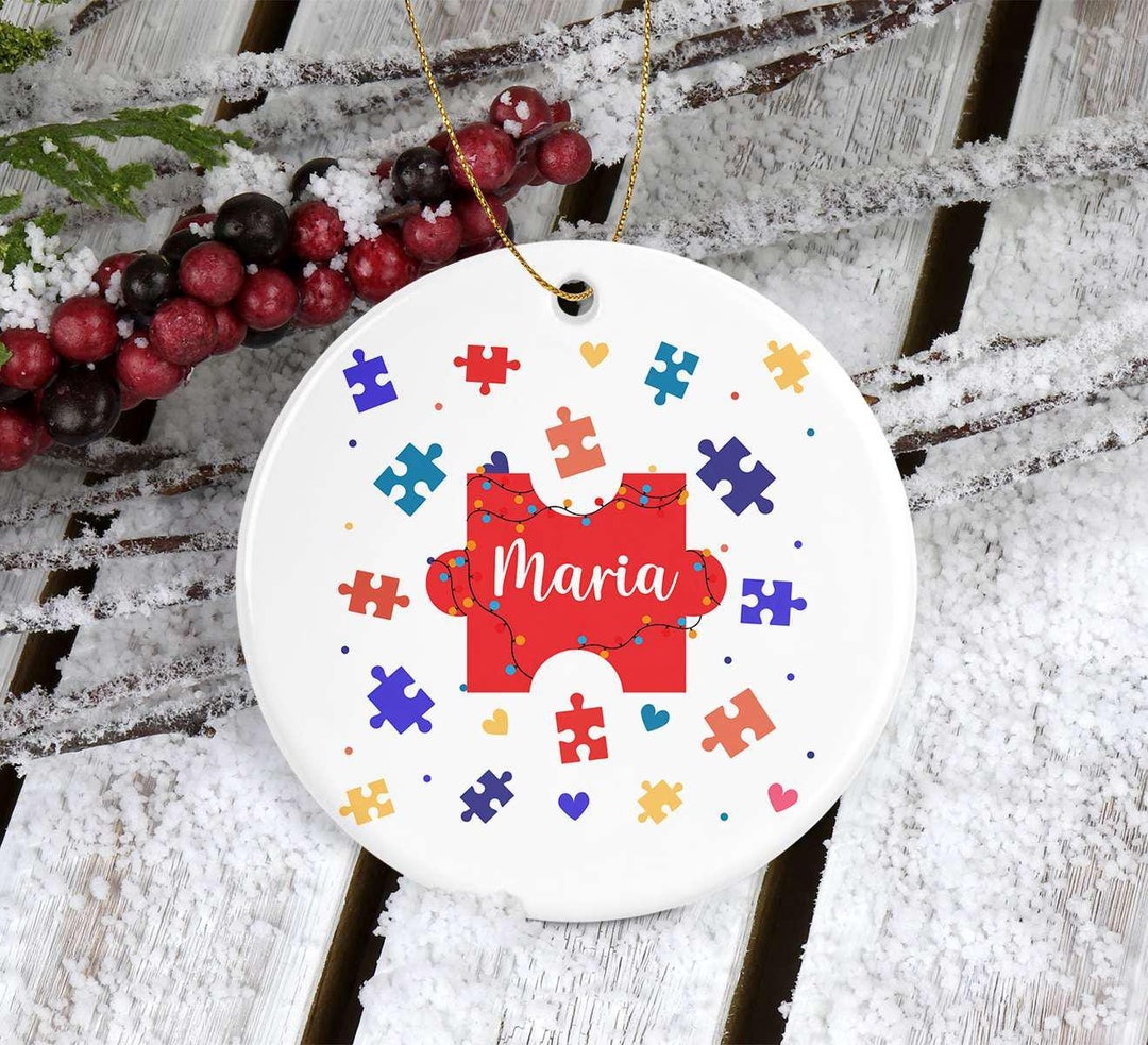 Puzzle Piece Christmas Ornament for Teachers - Personalized Autism ...
