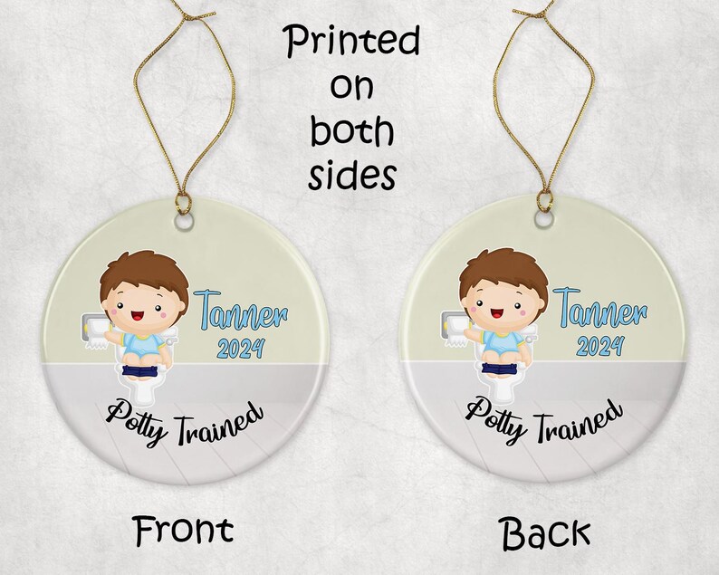 Boys Potty Training Personalized Christmas Ornament, Little Boy Potty