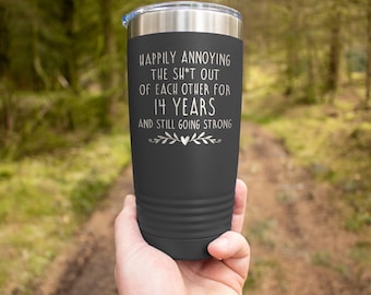 14th Anniversary Gifts For Husband Couple Wife Him, 14 Year Anniversary Tumbler, Wedding Anniversary Travel Mug Cup