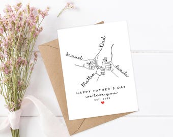 Personalized Hand Print Father's Day Card, Special Card for Daddy, Gift for Grandad, 1st Fathers Day Keepsake, Someone like Dad, Cards