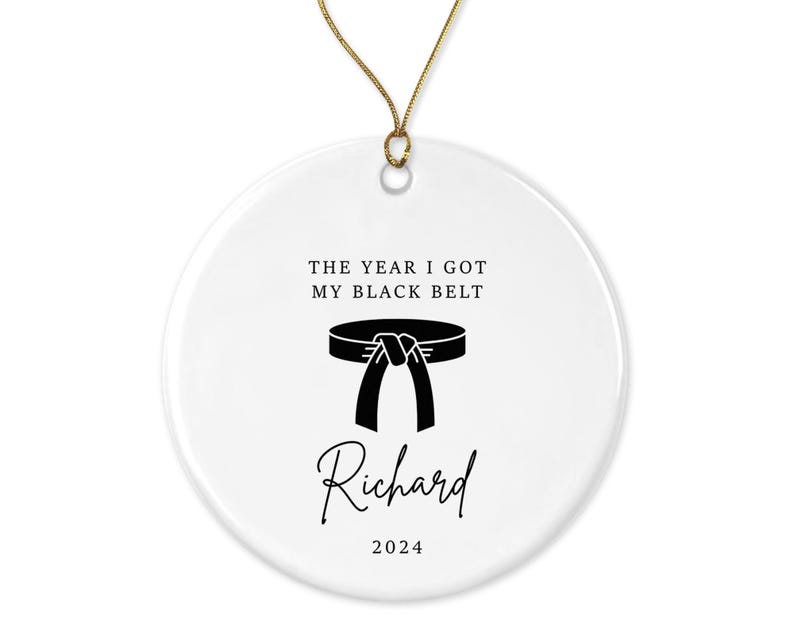 Personalized Karate Ornament Black Belt Gift Taekwondo Belt Ceramic