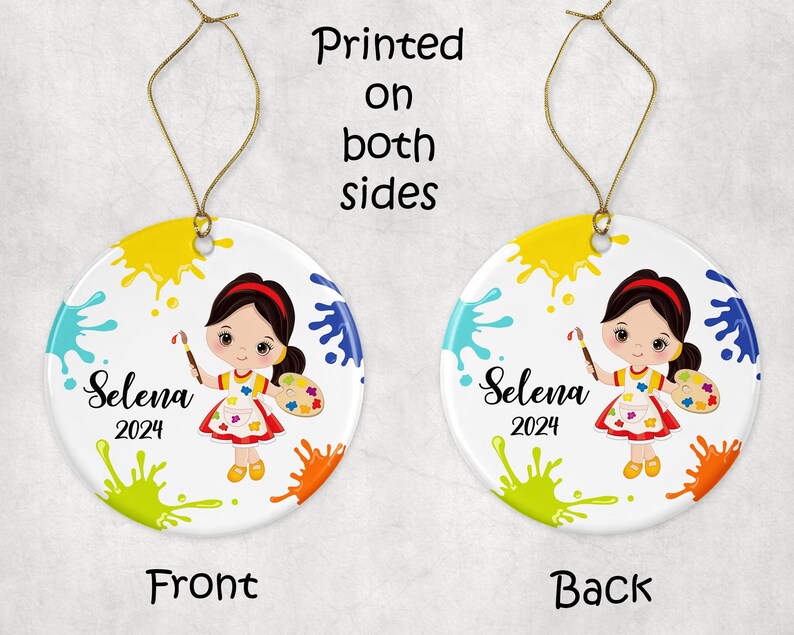 Personalized Girls Artist Ornament, Custom Painter Gift, Ornament for