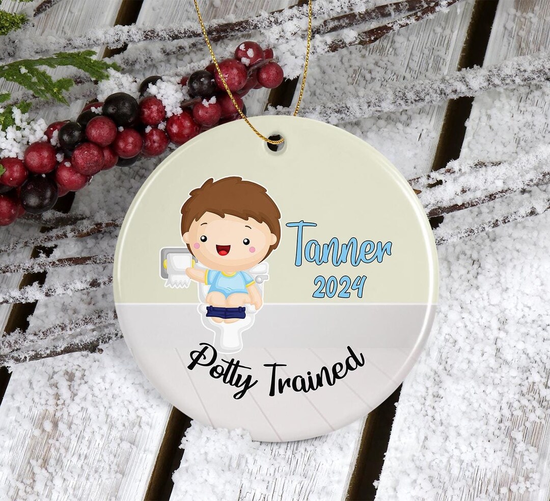 Boys Potty Training Personalized Christmas Ornament, Little Boy Potty