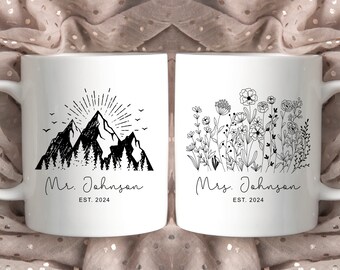 Mr and Mrs Mugs, Couple Mugs, Matching Mugs, Engagement Present, Wedding Gift, Gifts for Couple, Personalized Gift for him, Gift for her