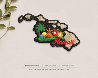 Hawaii State Embroidered Patch, Iron On Patch, Sew On Patch, Hawaii Souvenir Patch, Travel Gift, Travel Souvenir, State Embroidery Gift