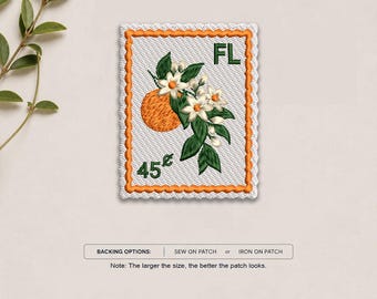 Florida Orange Blossom Embroidered Patch, Iron On Patch, Sew On Patch, Florida Souvenir Patch, Travel Gift, Travel Souvenir, State Gift
