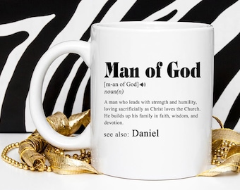 Personalized Christian Mug for Men, Religious Gift, Father’s Day Coffee Cup, Faith-Based Dad Gift, Pastor Gifts, Retirement Gift, Man of God