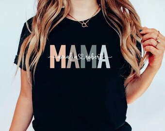Custom Mama Shirt, Mom Shirt With Names, Personalized Mama T-shirt, Custom Mama Shirt, Mother's Day Shirt, Mama With Children Names Tee