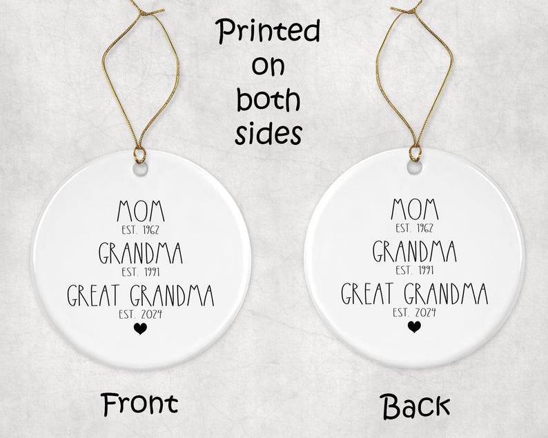 Personalized Mom, Grandma, Great Grandma Ornament, Pregnancy