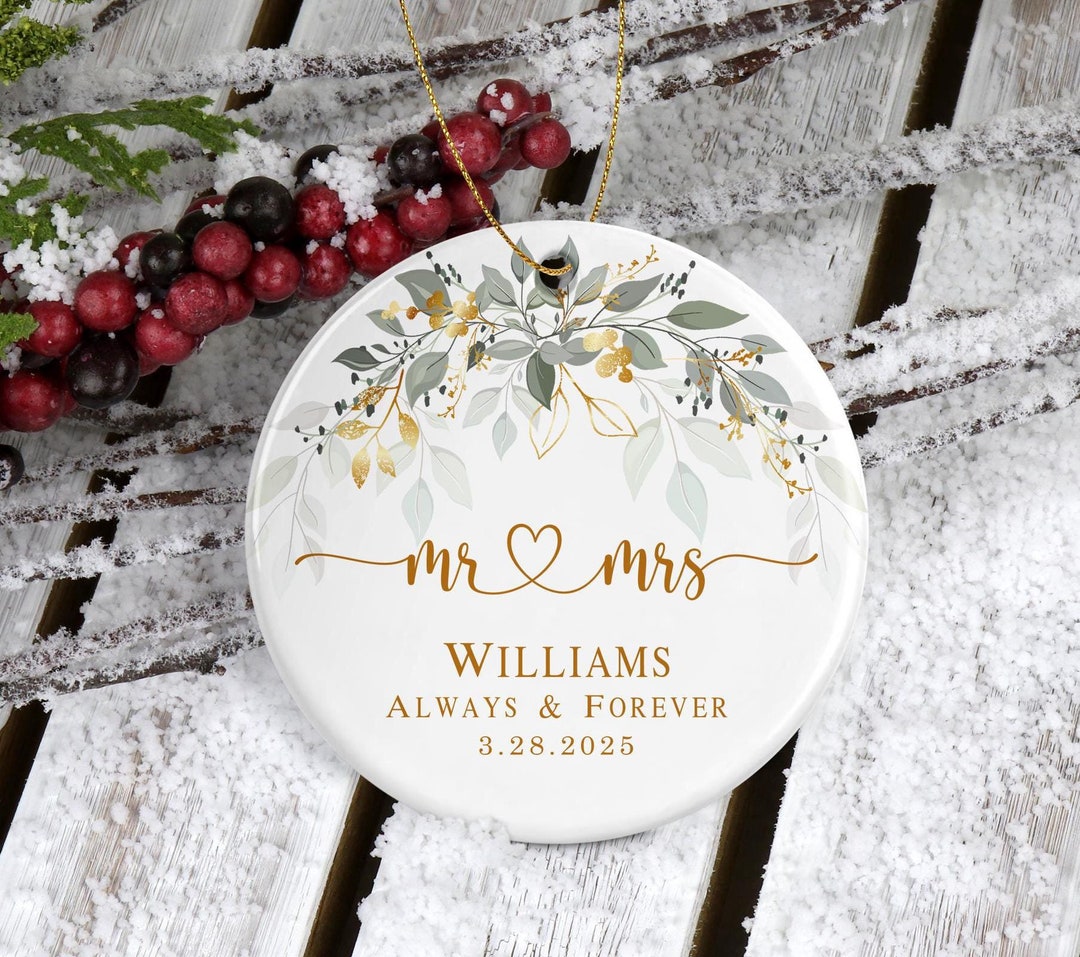 Mr and Mrs Ornament - Wedding Gift - Our First Christmas Married ...