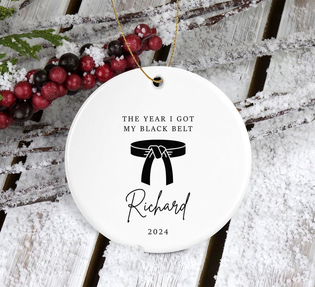 Personalized Karate Ornament Black Belt Gift Taekwondo Belt Ceramic
