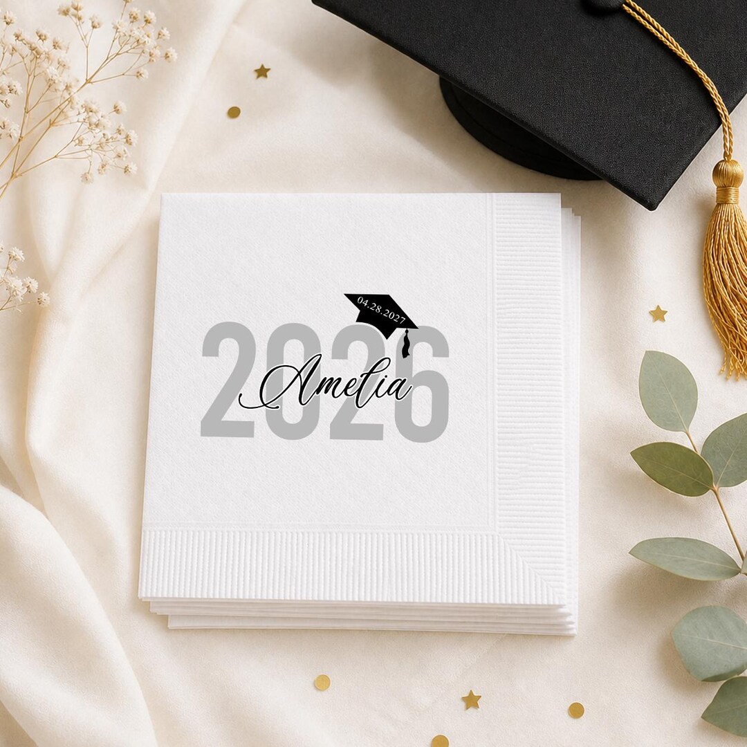 Personalized Graduation Napkins, Class of 2026 Custom Cocktail Napkins ...