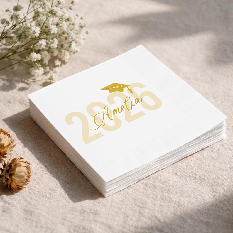 Personalized Graduation Napkins, Class of 2026 Custom Cocktail Napkins ...