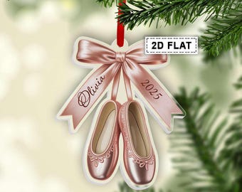 Ballet Shoes Christmas 2D Ornament, Pink Pointe Shoe Acrylic Tree Hanging, Nutcracker Gift, Elegant Ballerina Holiday Decor