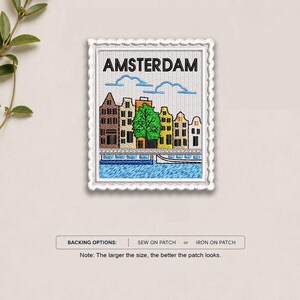 Amsterdam Embroidered Patch, Amsterdam Canal Houses Iron On Patch, Sew On Patch, Netherlands Travel Gift, Travel Souvenir, Embroidery Gift